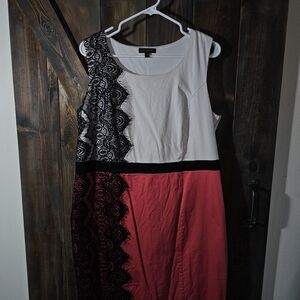 Lane Bryant Black and Pink Lace Midi Dress